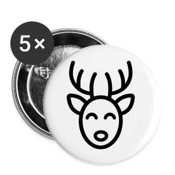 Weihnachtsrentiere - Buttons groß 56 mm (5er Pack) - Weiß - Vorne