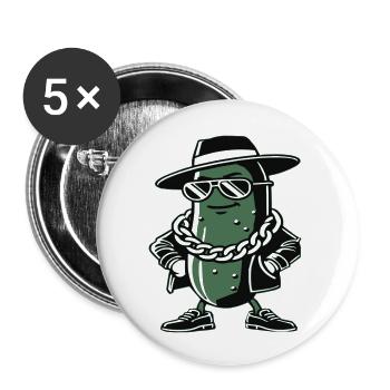 Gangster Gurke - Buttons groß 56 mm (5er Pack) - Weiß - Vorne