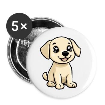 Labrador Chien Bande Dessinée Mignon - Lot de 5 grands badges (56 mm) - blanc - Devant