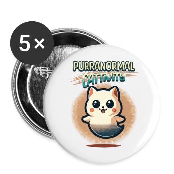 Purranormal Cattivity Spooky Cat Lover - Lot de 5 grands badges (56 mm) - blanc - Devant
