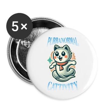 Funny Halloween Outfit Purranormal Cattivity - Buttons large 2.2''/56 mm (5-pack) - white - Front