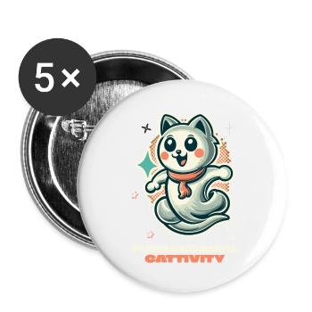 Purranormal Cattivity Spooky Cat Lover - Lot de 5 grands badges (56 mm) - blanc - Devant