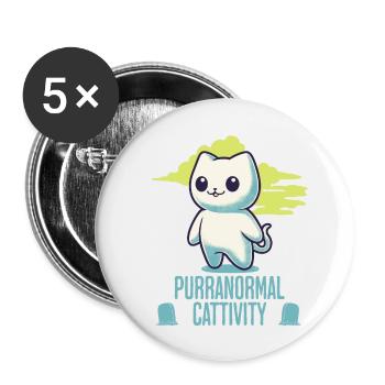 Purranormal Cattivity Spooky Cat Lover - Lot de 5 grands badges (56 mm) - blanc - Devant