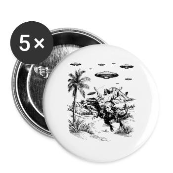 Jesus Dinosaur Fantasy Humor Religion Meme - Buttons large 2.2''/56 mm (5-pack) - white - Front