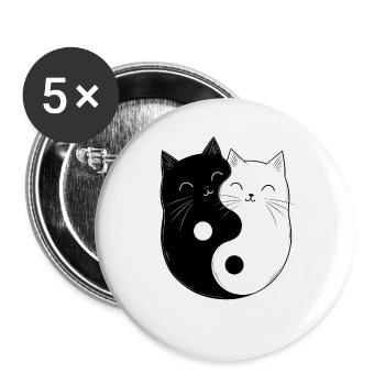 Yin and Yang Cats Cat Owner Buddhism Graphic - Buttons large 2.2''/56 mm (5-pack) - white - Front
