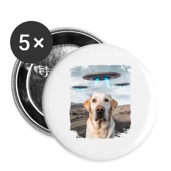 Labrador Retriever Dog Selfie with Alien UFOs. - Buttons large 2.2''/56 mm (5-pack) - white - Front