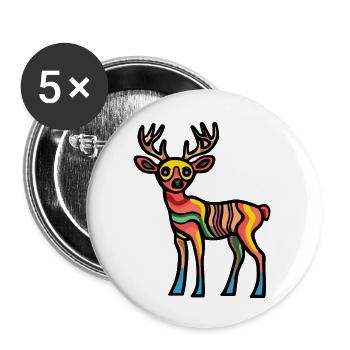Cerf Halloween Animal - Lot de 5 grands badges (56 mm) - blanc - Devant
