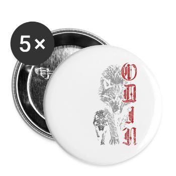 Odin Wölfe Wolf Wikinger Nordische Mythologie - Buttons groß 56 mm (5er Pack) - Weiß - Vorne