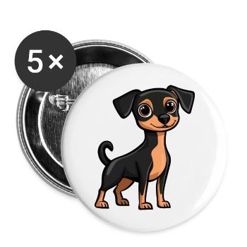 Pinscher chien bande dessinée mignon - Lot de 5 grands badges (56 mm) - blanc - Devant