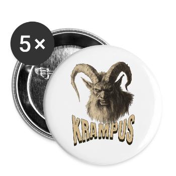 Krampus mit Schriftzug - Buttons groß 56 mm (5er Pack) - Weiß - Vorne