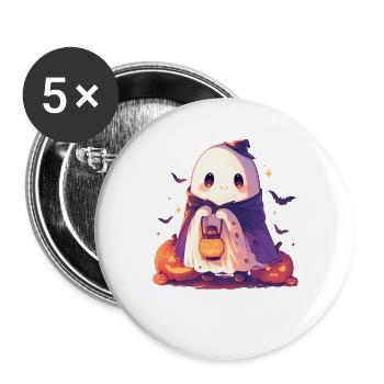 Halloween Ghost Ghost Pumpkin Lantern Gift - Buttons large 2.2''/56 mm (5-pack) - white - Front