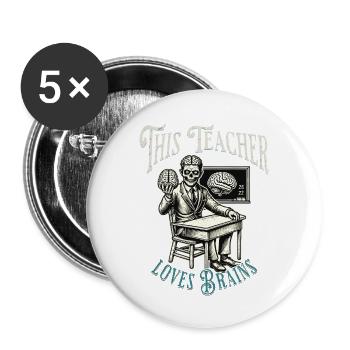 Lustiger Zombie Lehrer Spruch Retro Vintage Design - Buttons groß 56 mm (5er Pack) - Weiß - Vorne