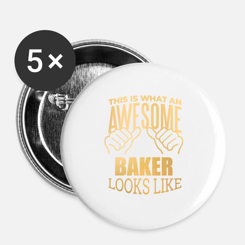 Backen - Buttons groß 56 mm (5er Pack) - Weiß
