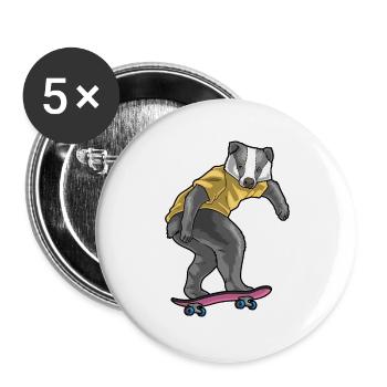 Dachs Skater Skateboard - Buttons groß 56 mm (5er Pack) - Weiß - Vorne