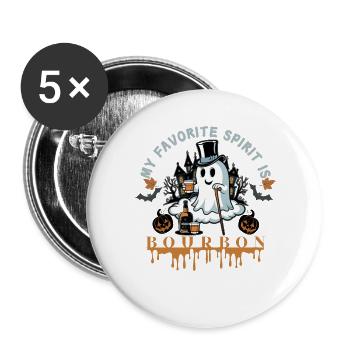 Ghost with Bourbon and Top Hat Halloween - Buttons large 2.2''/56 mm (5-pack) - white - Front