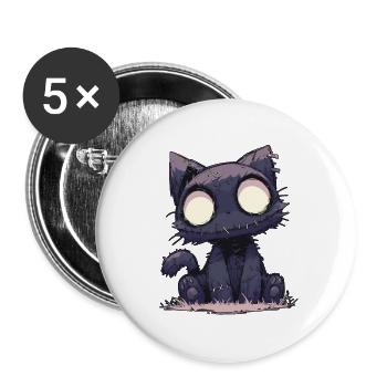 Dead Cat Doll Katze Gothic Puppe Goth Kawaii - Buttons groß 56 mm (5er Pack) - Weiß - Vorne