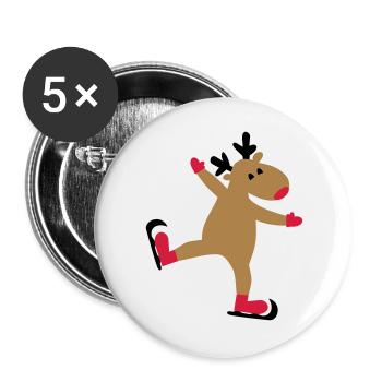 Lustiger Elch zu Weihnachten - Buttons groß 56 mm (5er Pack) - Weiß - Vorne