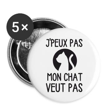 Chat mignon Ragdoll chaton doux - Lot de 5 grands badges (56 mm) - blanc - Devant