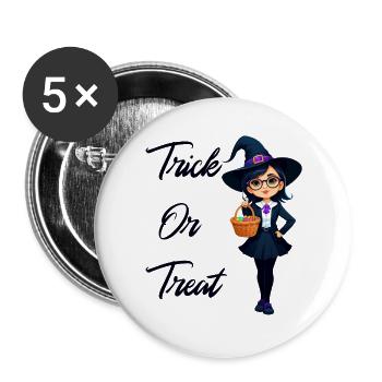 Trick or treat - Buttons large 2.2''/56 mm (5-pack) - white - Front
