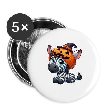 Cute Halloween Zebra Pumpkin Cartoon - Buttons large 2.2''/56 mm (5-pack) - white - Front
