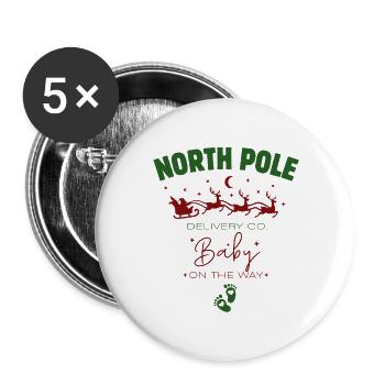 Santa Christmas Baby Anouncement - Buttons large 2.2''/56 mm (5-pack) - white - Front
