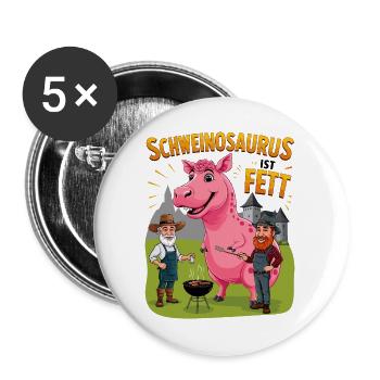 Schweinosaurus - Buttons large 2.2''/56 mm (5-pack) - white - Front