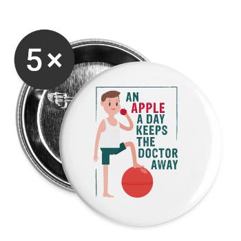 Une pomme éloigne le médecin - Lot de 5 grands badges (56 mm) - blanc - Devant