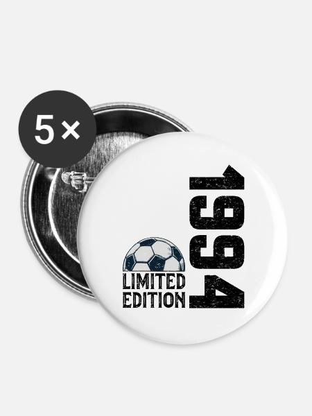 Fußball in limitierter Auflage zum 30-jährigen - Buttons groß 56 mm (5er Pack) - Weiß