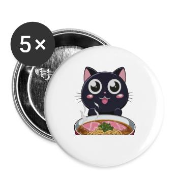Cat Ramen Noodle Japanese Anime Manga Ramen Kawaii - Buttons groß 56 mm (5er Pack) - Weiß - Vorne