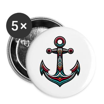 Ein Anker - Buttons groß 56 mm (5er Pack) - Weiß - Vorne