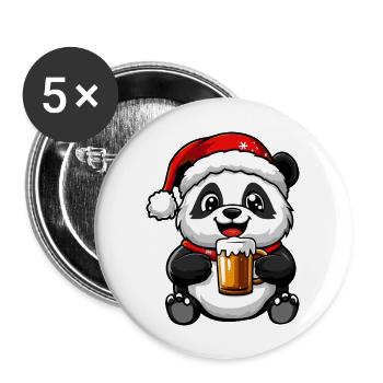 Panda Bière Noël - Lot de 5 grands badges (56 mm) - blanc - Devant