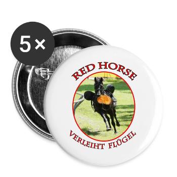 Pferd mit Flügeln Reiter abgeworfen Pegasus 2024 - Buttons groß 56 mm (5er Pack) - Weiß - Vorne