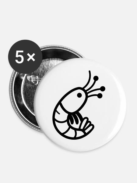 Garnele - Buttons groß 56 mm (5er Pack) - Weiß
