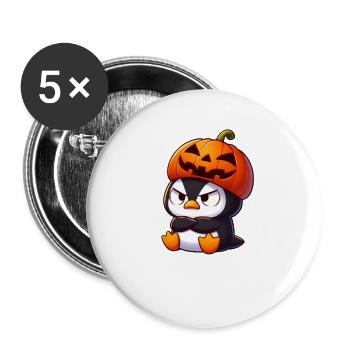 Halloween Penguin Pumpkin Witch Hat Witch Cute Cartoon - Buttons large 2.2''/56 mm (5-pack) - white - Front