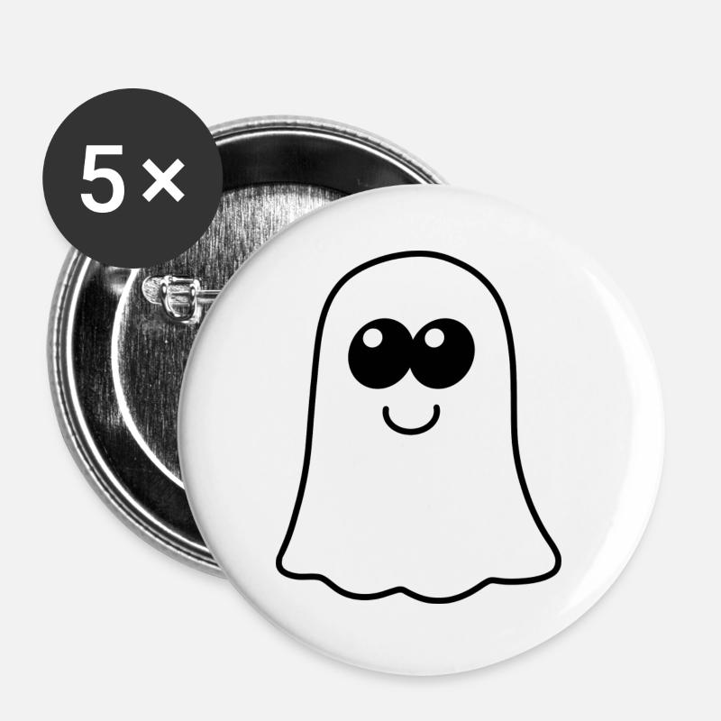 Boo-Gespenst - Buttons groß 56 mm (5er Pack) - Weiß