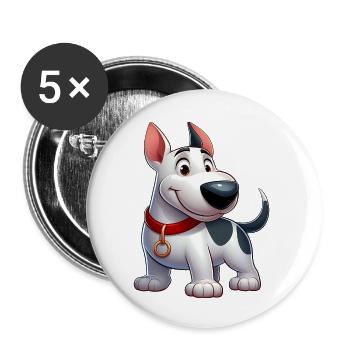 Bull Terrier 4 - Buttons large 2.2''/56 mm (5-pack) - white - Front