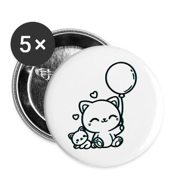 Félin - Lot de 5 grands badges (56 mm) - blanc - Devant