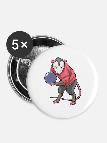 Beutelratte Bowling Bowlingkugel - Buttons groß 56 mm (5er Pack) - Weiß