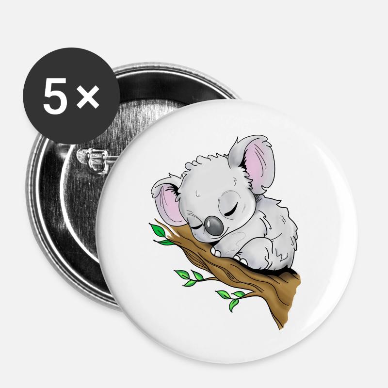 Sleeping Koala - Buttons large 2.2''/56 mm (5-pack) - white