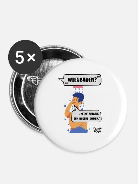 Wiesbaden? - Buttons groß 56 mm (5er Pack) - Weiß