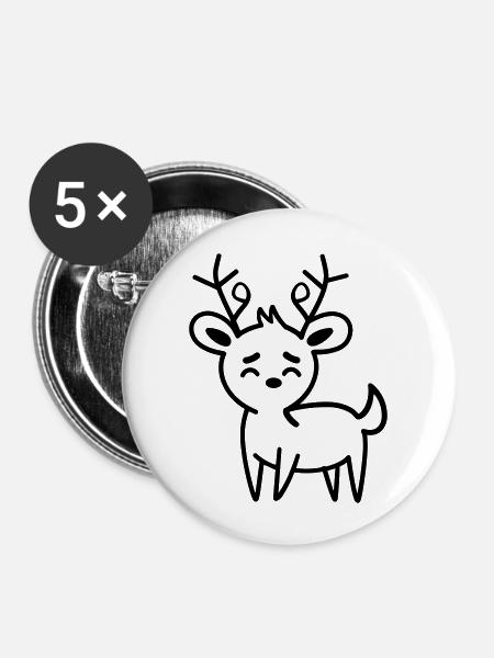 Hirsch - Buttons groß 56 mm (5er Pack) - Weiß