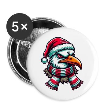 Moin Seagull Christmas - Buttons large 2.2''/56 mm (5-pack) - white - Front