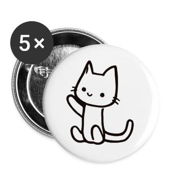 Cat sketch in linear style - Buttons large 2.2''/56 mm (5-pack) - white - Front