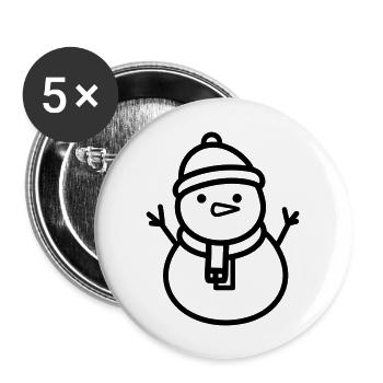 Schneemann - Buttons groß 56 mm (5er Pack) - Weiß - Vorne