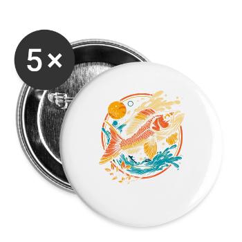 Fisch Illustration - Buttons groß 56 mm (5er Pack) - Weiß - Vorne