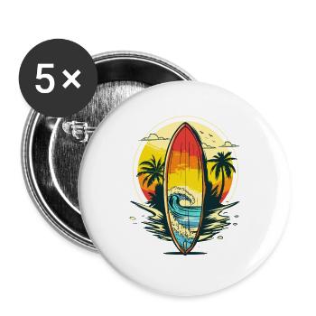 Surfen Porträt - Buttons groß 56 mm (5er Pack) - Weiß - Vorne