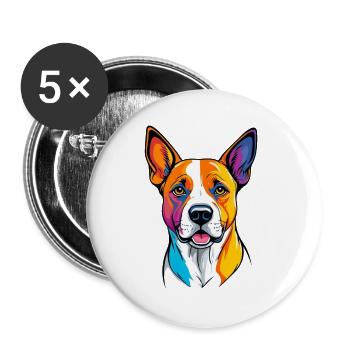 Hund mit Bundes Gesicht - Buttons groß 56 mm (5er Pack) - Weiß - Vorne