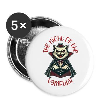 Vampire Cat The Night of the Vampurr - Buttons large 2.2''/56 mm (5-pack) - white - Front