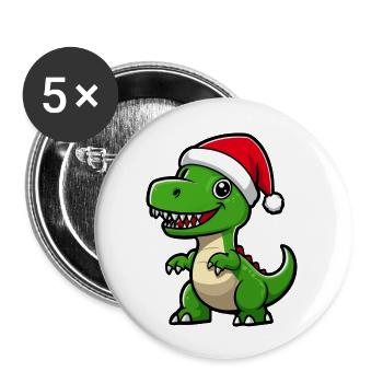 Dinosaur T-Rex Christmas Cute - Buttons large 2.2''/56 mm (5-pack) - white - Front