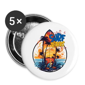 SURF RIDERS! - Lot de 5 grands badges (56 mm) - blanc - Devant